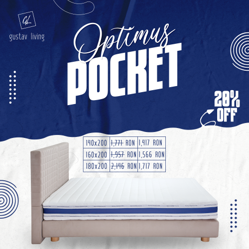 Saltea Bien Dormir Optimus Pocket, ortopedica, Argentum, aerisire banda 3D, spuma poliuretanica, arcuri pocket spring